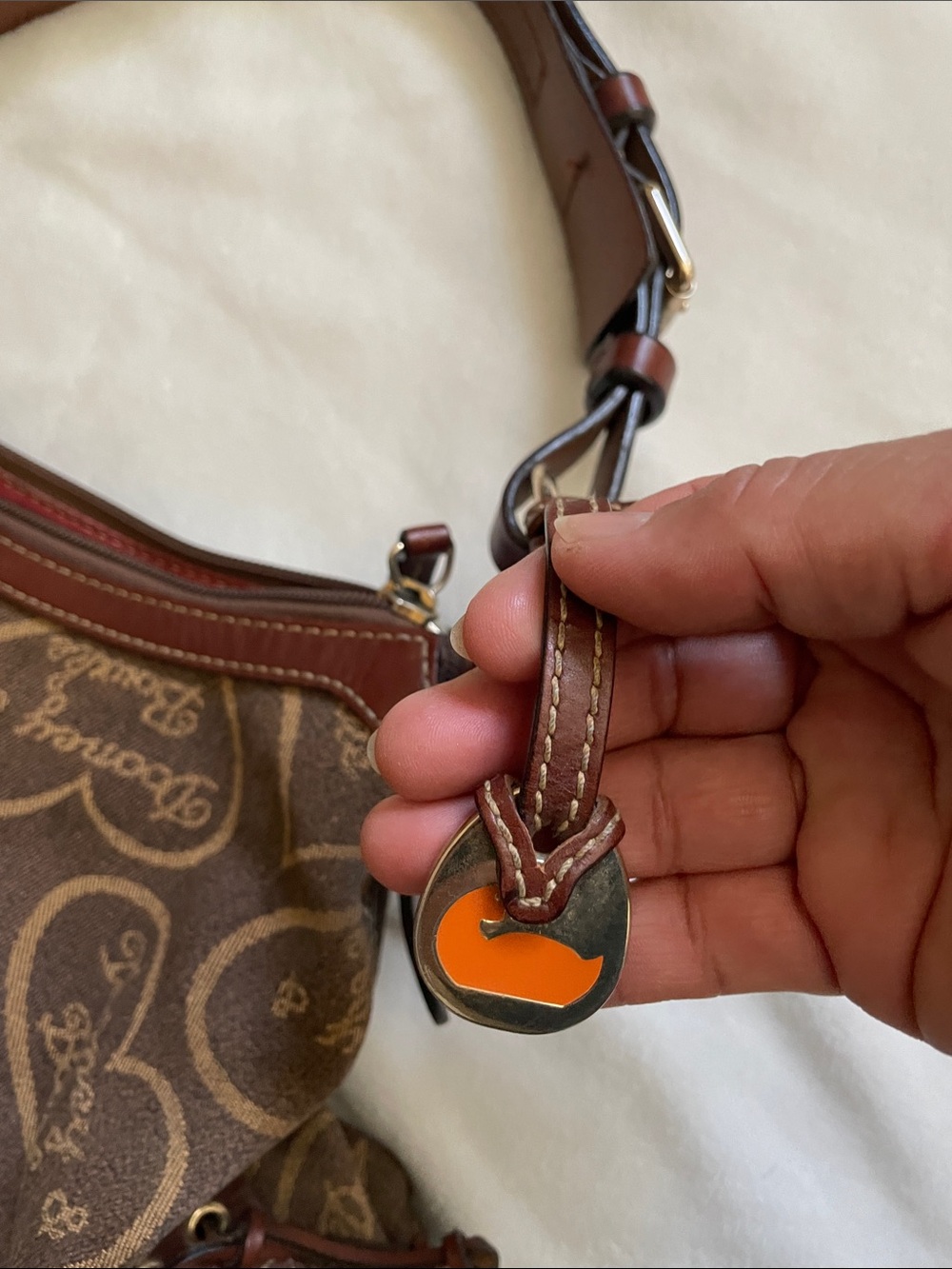 Vintage Dooney & Bourke Heart Print Brown Shoulder Purse and wallet set Y2K 90s - Picture 5 of 10